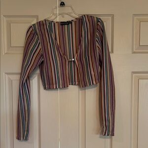 PrettyLittleThing Multicolor Striped Crop Top
